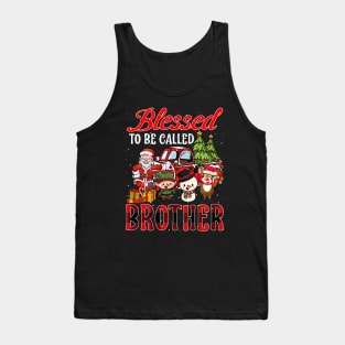 Blessed To Be Called Brother Christmas Buffalo Plaid Truck Tank Top